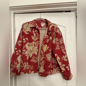 Coldwater Creek Red Floral Canvas Jacket
